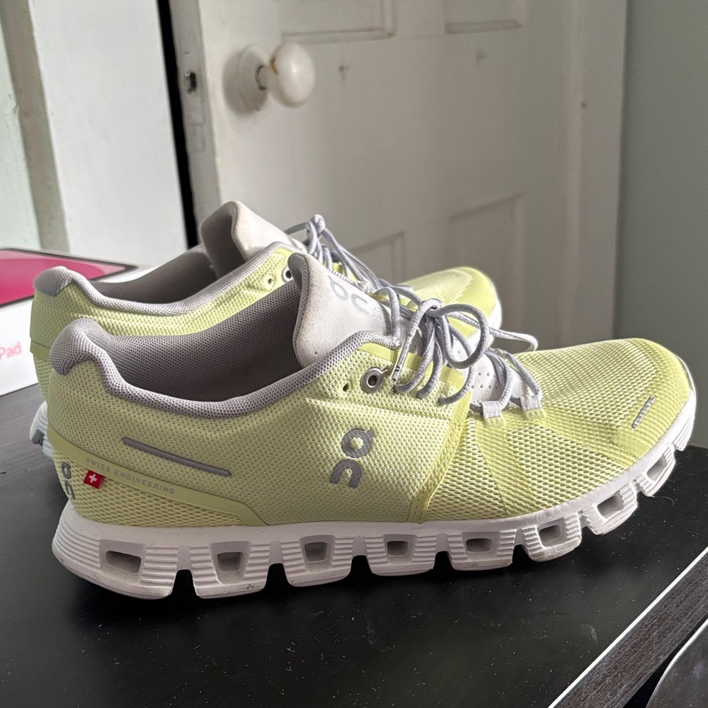 On Running Light Yellow Athletic Shoes